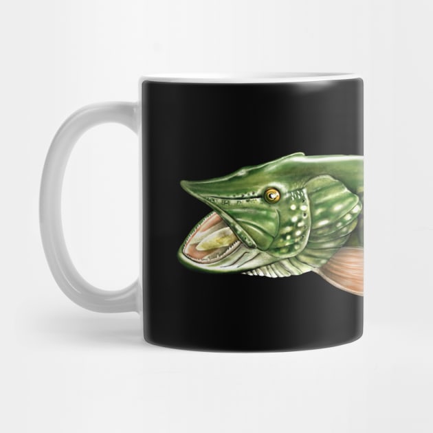 Northern Pike Fishing Art Illustration by MarkusShirts